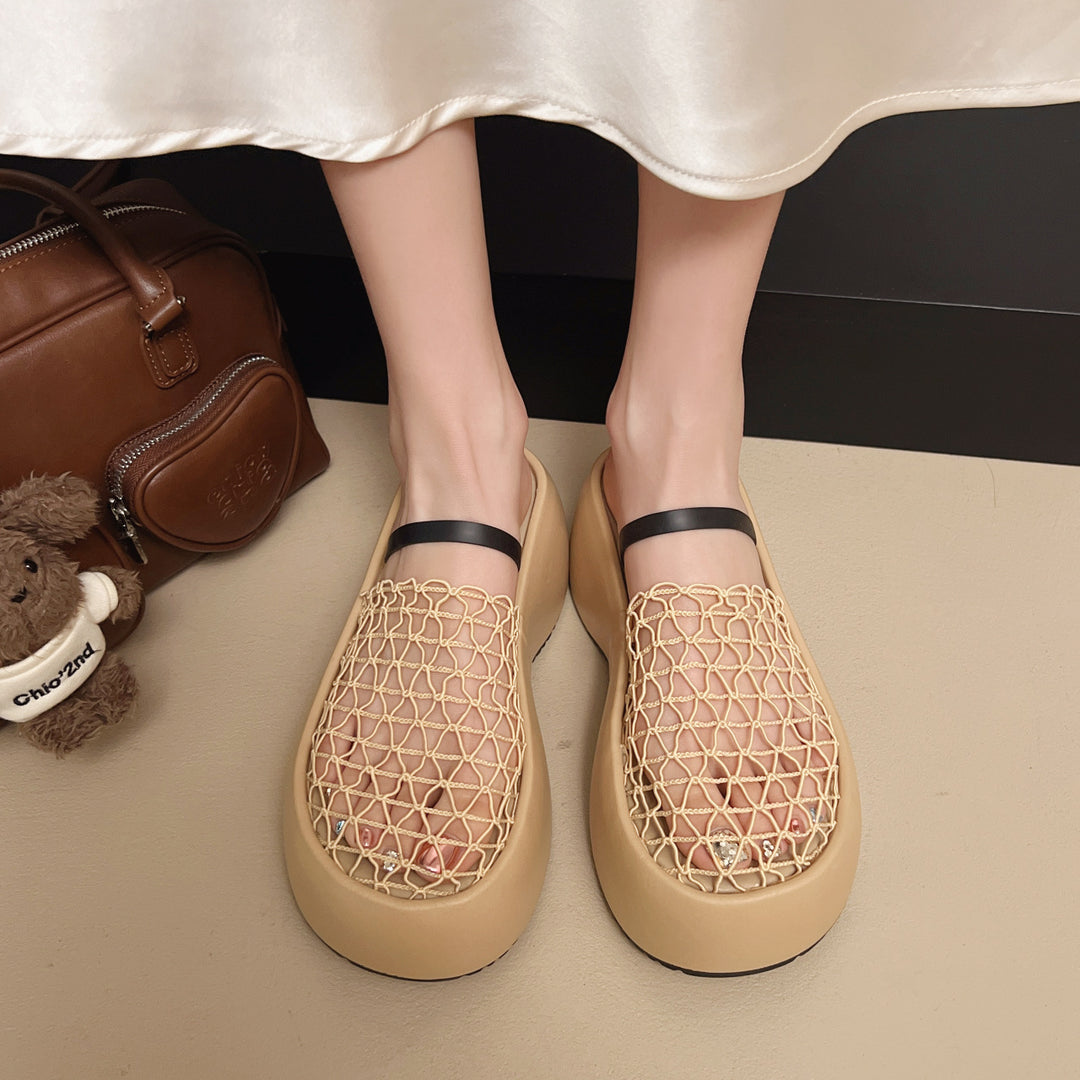 Damen Plattform-Sandalen mit innovativem Netzdesign und rutschfester Sohle EB