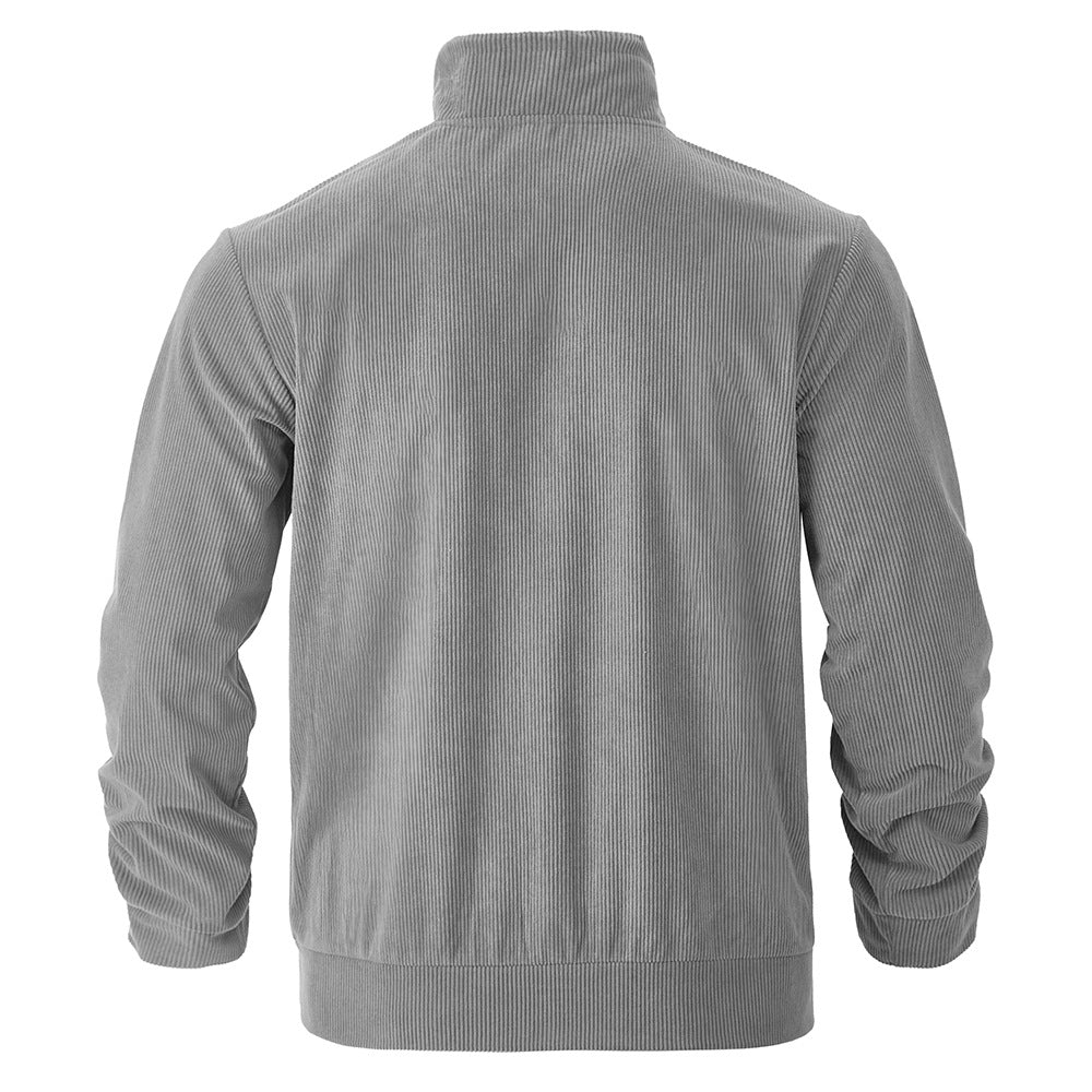 Herren lässige Cordjacke mit Kapuze und praktischen Brusttaschen EB