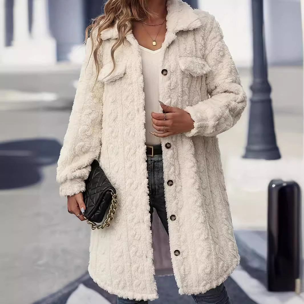 Damen Kuscheljacke mit hochwertigem Strukturdesign und praktischen Taschen EB