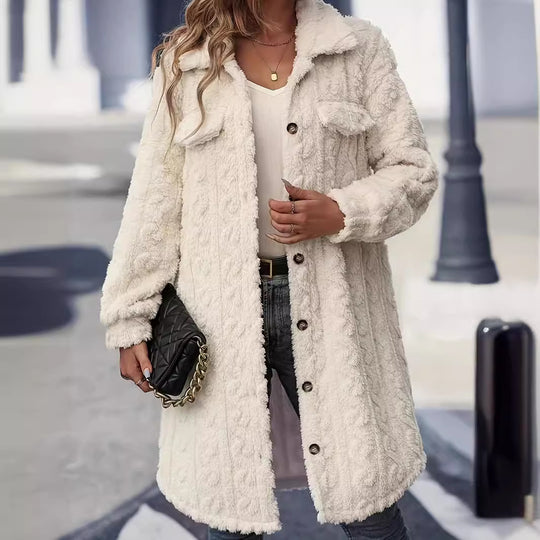 Damen Kuscheljacke mit hochwertigem Strukturdesign und praktischen Taschen EB
