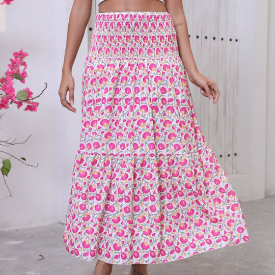 Damen Maxi-Rock mit voluminösen Rüschendetails und knöchellanger Passform EB