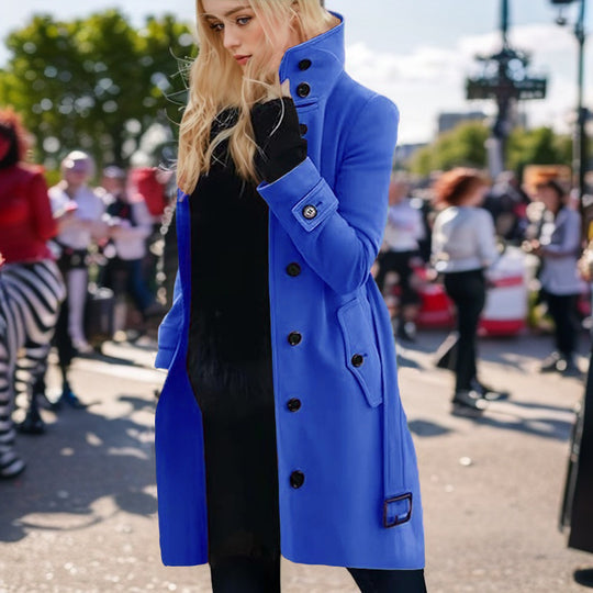 Damen eleganter Trenchcoat mit hohem Kragen EB