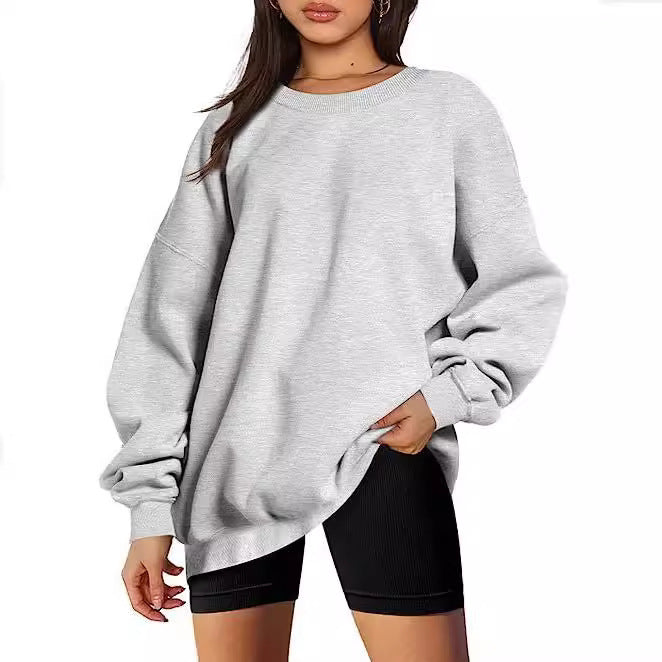 Damen nan Oversize-Sweater mit tiefem Schulterfall und gerippten Bündchen EB