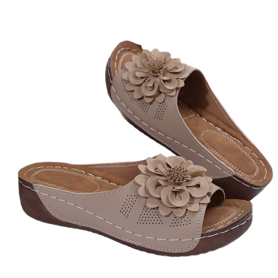 Damen modische Pantolette mit floralem Applikation und ergonomischem Fußbett EB