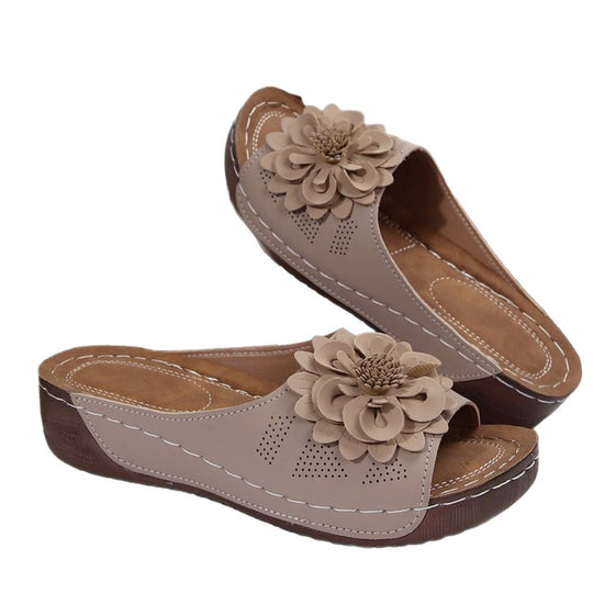 Damen modische Pantolette mit floralem Applikation und ergonomischem Fußbett EB