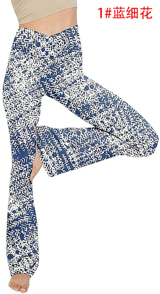 Damen nan taillenhohe Yogahose mit überkreuztem Bund und ausgestelltem Saum mit Schlitz EB