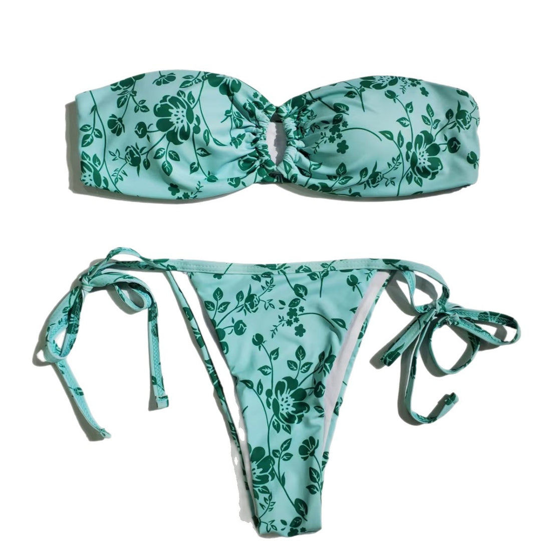Damen Bandeau-Bikini mit floralem Muster EB