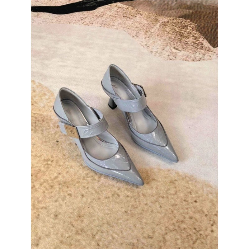 Damen elegante spitze Pumps mit verstellbarem Riemen EB