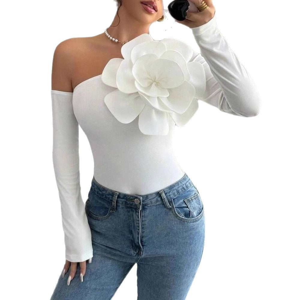 Damen Body mit eleganter Bloom-Applikation und langem Arm EB