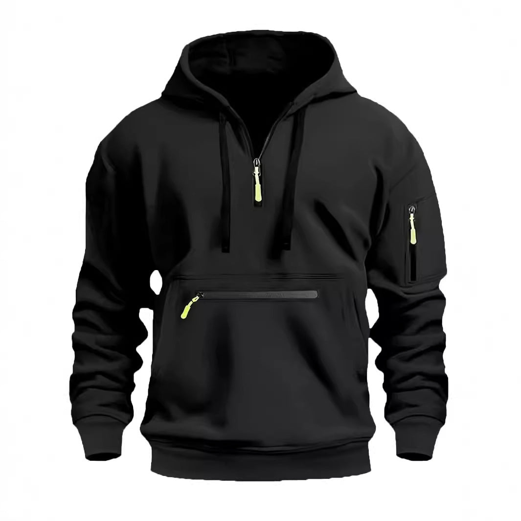Herren modischer Kapuzenpullover mit praktischen Reißverschluss-Taschen EB