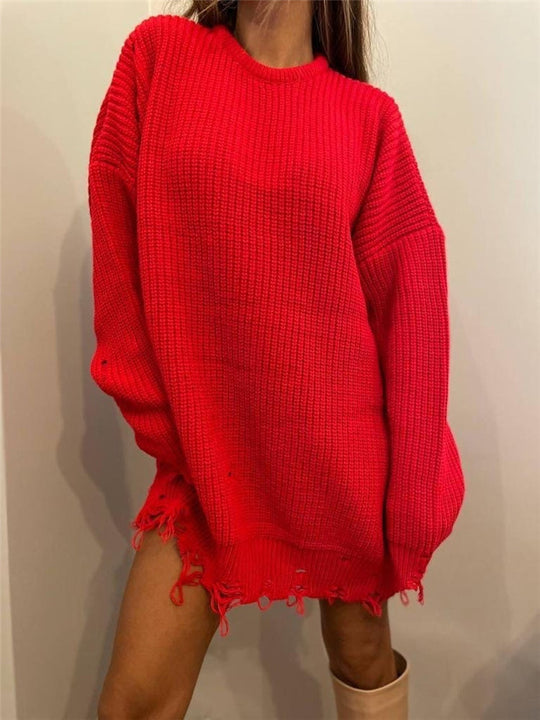 Damen Strickkleid mit ausgefallenem Saum EB