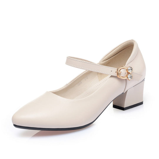Damen Mary Jane Pumps mit modischem Schmuckdetail und komfortablem Blockabsatz EB