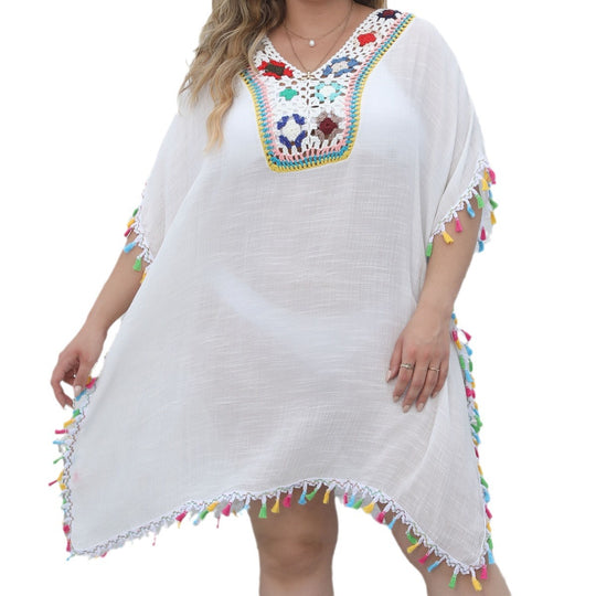 Damen Strandtunika mit fransigen Details EB