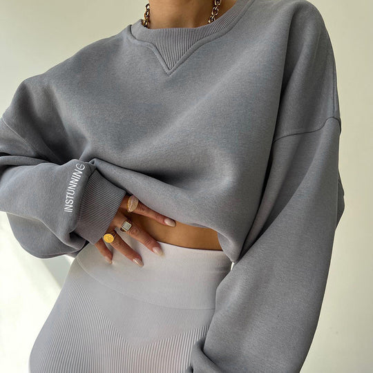 Damen lässiger Oversized Sweatshirt mit Raglanärmeln und besonderen Detailnähten EB