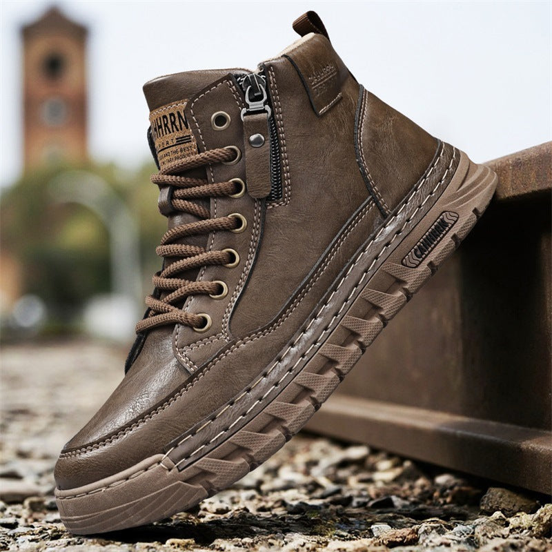 Damen Modische High-Top Sneakers mit robustem Obermaterial und seitlichem Reißverschluss EB
