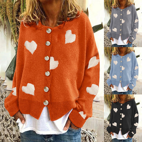 Damen Strickjacke mit Herzmotiv und modischem Schnitt EB