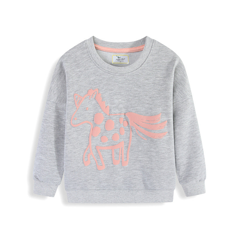 Mädchen Sweatshirt mit verspieltem Pferde-Design EB