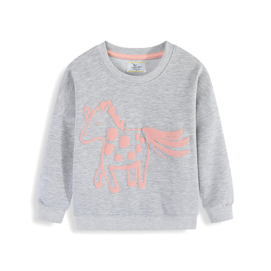 Mädchen Sweatshirt mit verspieltem Pferde-Design EB