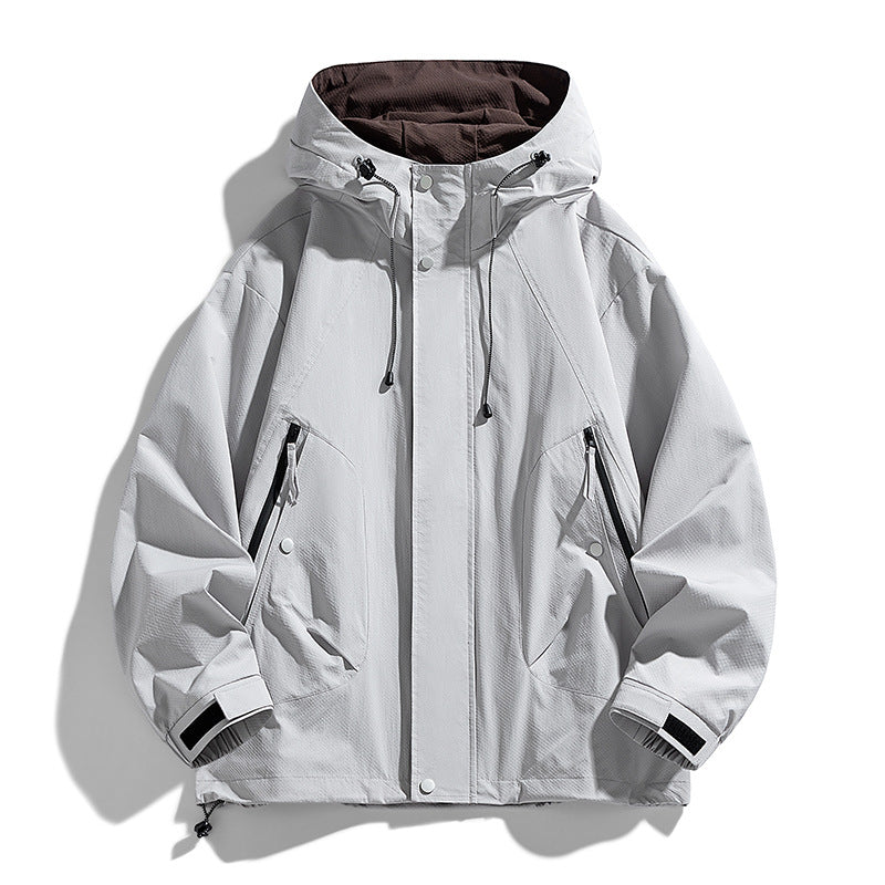 Unisex leichte winddichte Outdoorjacke mit Kapuze, wasserabweisender Außenhülle und verstellbarem Saum EB