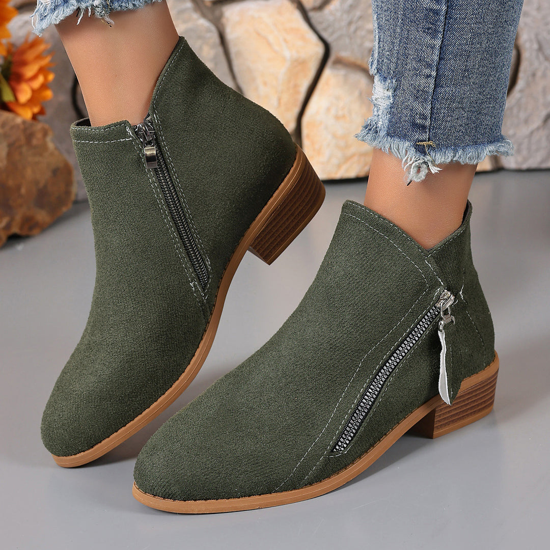 Damen elegante Stiefeletten mit modischer Reißverschluss-Applikation EB