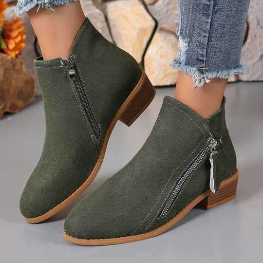 Damen elegante Stiefeletten mit modischer Reißverschluss-Applikation EB