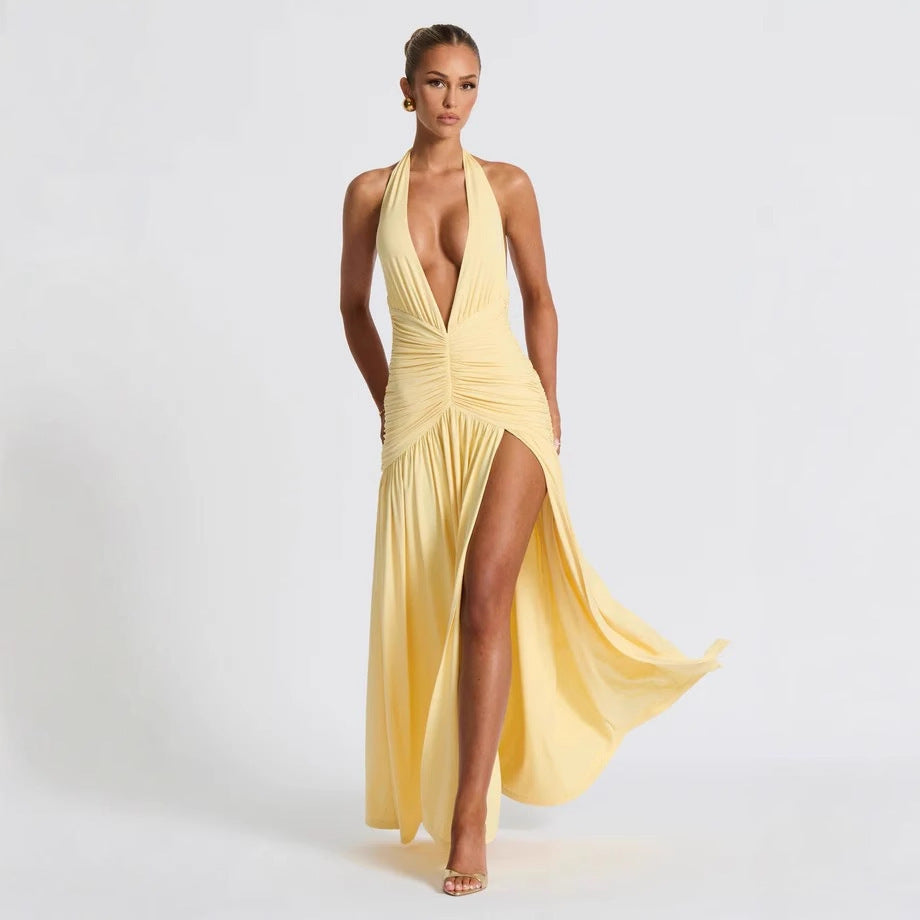 Damen Wickelkleid mit tiefem V-Ausschnitt und Raffung EB