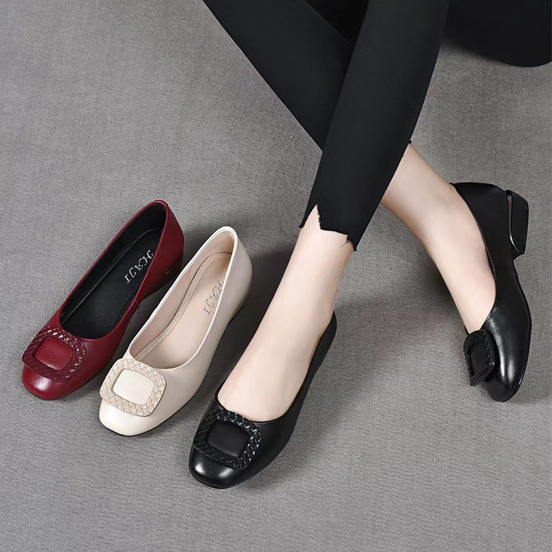Damen Klassische Ballerinas mit modischem Schnallen-Design EB