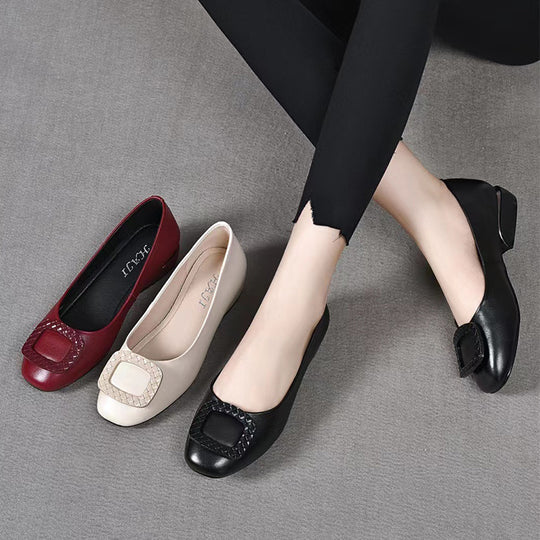 Damen Klassische Ballerinas mit modischem Schnallen-Design EB