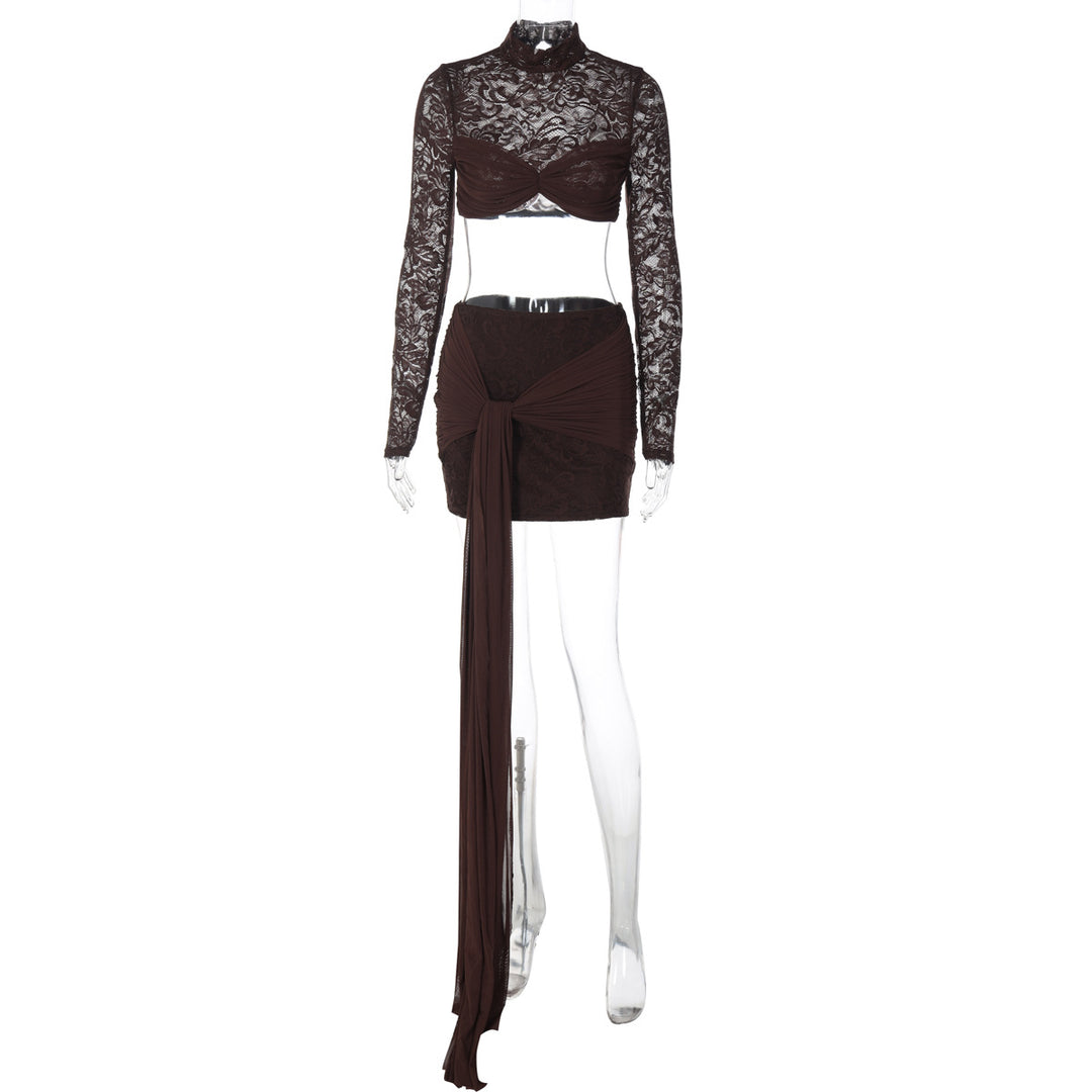 Damen Spitzenoberteil mit Raffiniertem Rock EB