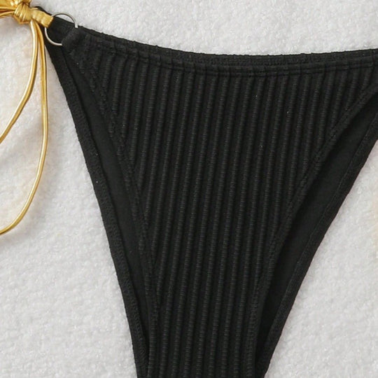 Damen Bikini-Set mit glänzenden Akzenten und verstellbaren Bindebändern EB