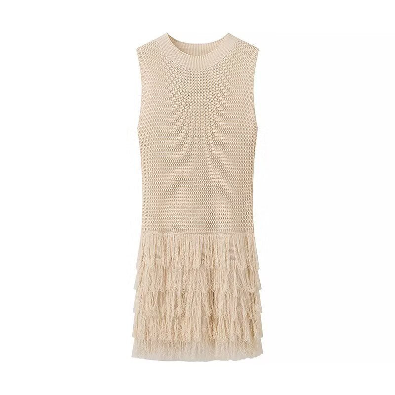 Damen Strickkleid mit Fransen und luxuriösem Design EB
