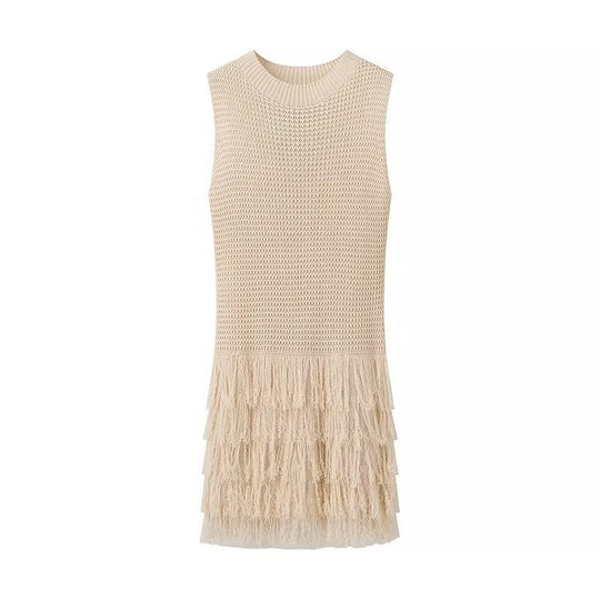 Damen Strickkleid mit Fransen und luxuriösem Design EB