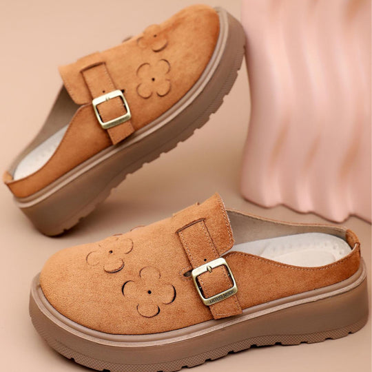 Damen Clogs mit dekorativen Blumenapplikationen und komfortabler Sohle EB