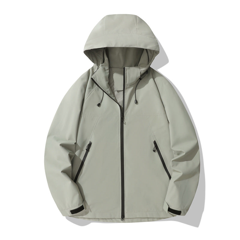 Damen wasserabweisende Outdoor-Jacke mit verstellbarem Kapuzenkragen und funktionalen Reißverschlusstaschen EB