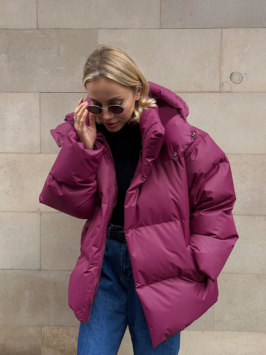 Damen sportliche Daunenjacke mit hohem Kragen und voluminösem Schnitt EB