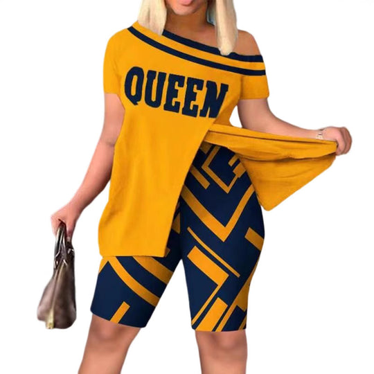 Damen modisches asymmetrisches Oberteil mit Shorts EB
