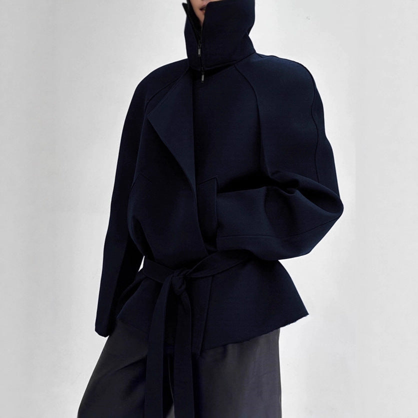 Damen Modische Jacke mit hohem Kragen und taillierter Silhouette EB