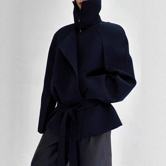 Damen Modische Jacke mit hohem Kragen und taillierter Silhouette EB