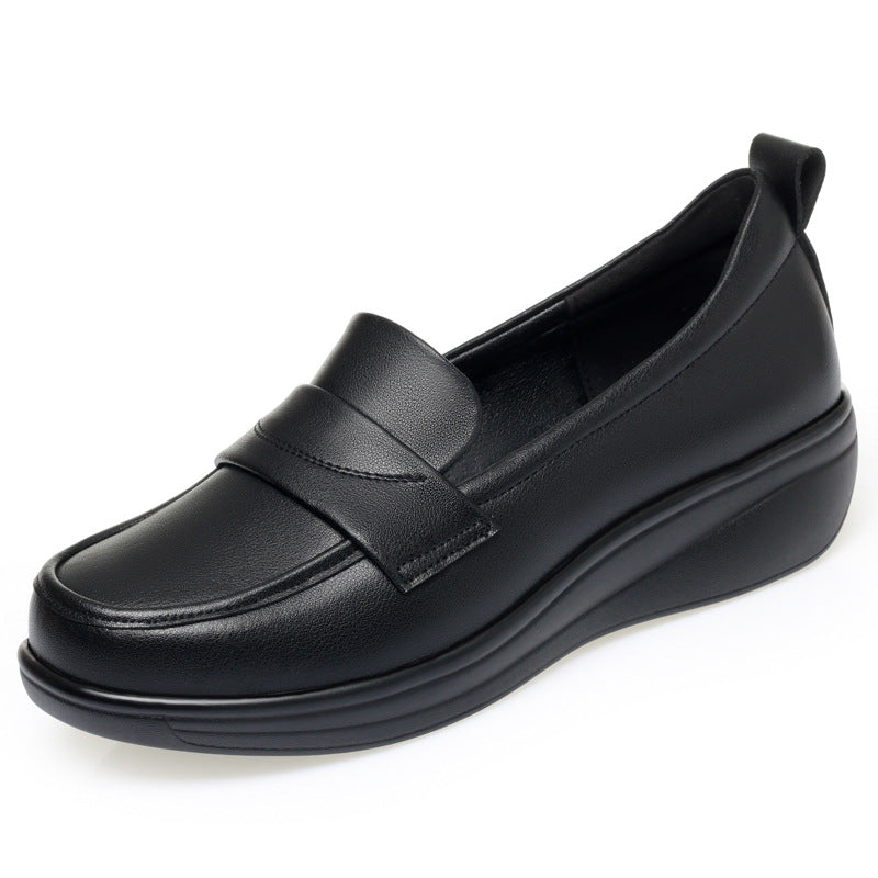Damen Bequeme Mokassins mit erhöhtem Absatz und klassischem Design EB