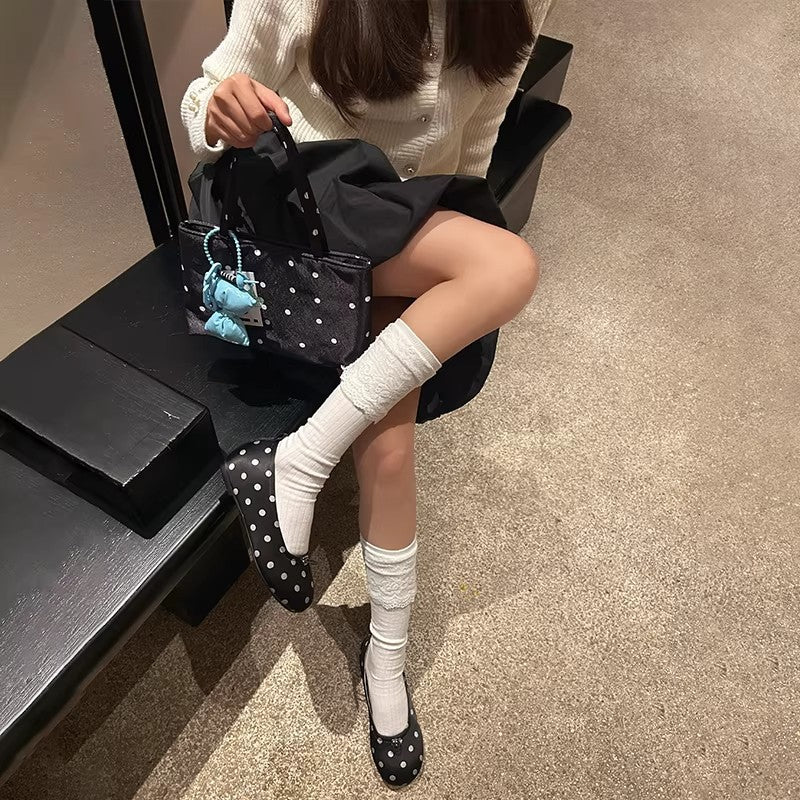 Damen elegante Ballerinas mit verspieltem Punkte-Design und komfortablem Fußbett EB