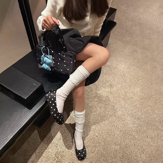 Damen elegante Ballerinas mit verspieltem Punkte-Design und komfortablem Fußbett EB