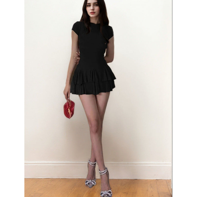 Damen Freizeitkleid mit fließendem Rock und raffinierten Rüschen EB