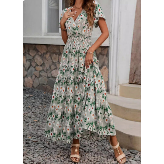 Damen Stufenmaxikleid mit floralem Muster EB