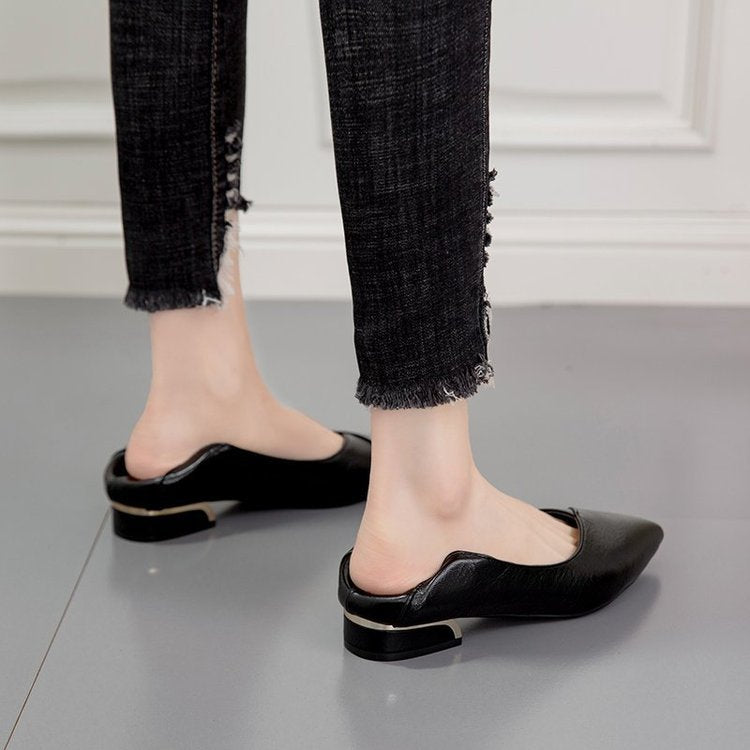 Damen elegante Spitze Ballerinas mit modischem Absatz EB