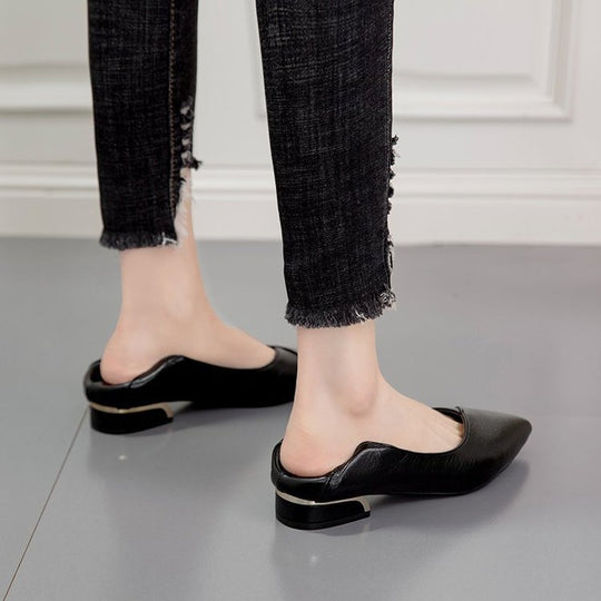 Damen elegante Spitze Ballerinas mit modischem Absatz EB