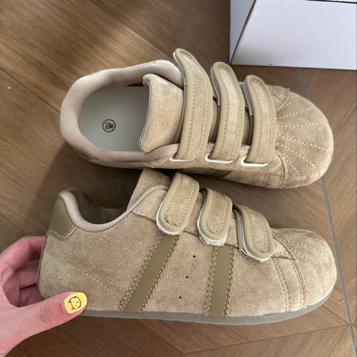 Damen bequeme Klettverschluss-Sneaker aus hochwertigem Wildleder EB
