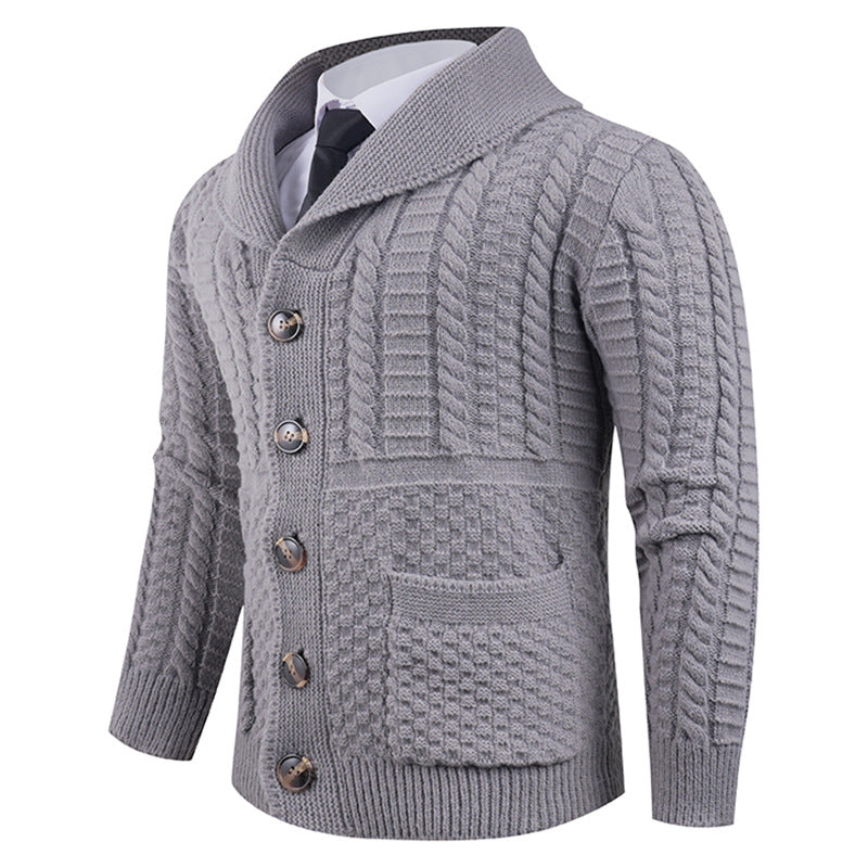 Herren Strickjacke mit modernem Schalkragen und praktischen Knöpfen EB