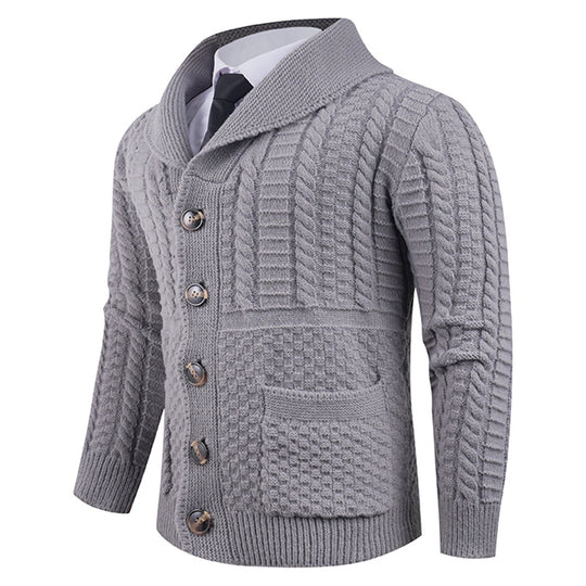 Herren Strickjacke mit modernem Schalkragen und praktischen Knöpfen EB