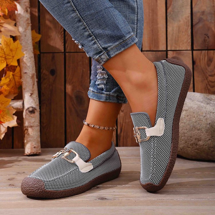 Damen Komfortable Freizeitschuhe mit dekorativen Schnallen EB