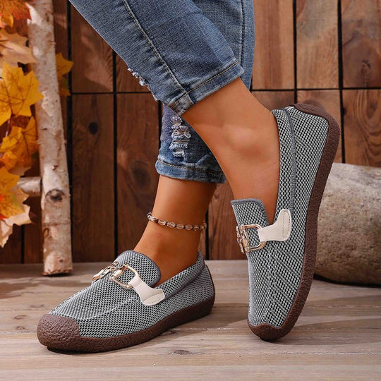 Damen Komfortable Freizeitschuhe mit dekorativen Schnallen EB